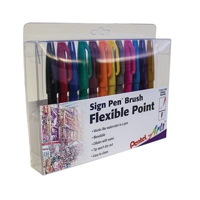 Stylo Pentel - Flexible Point - 12 brush pens